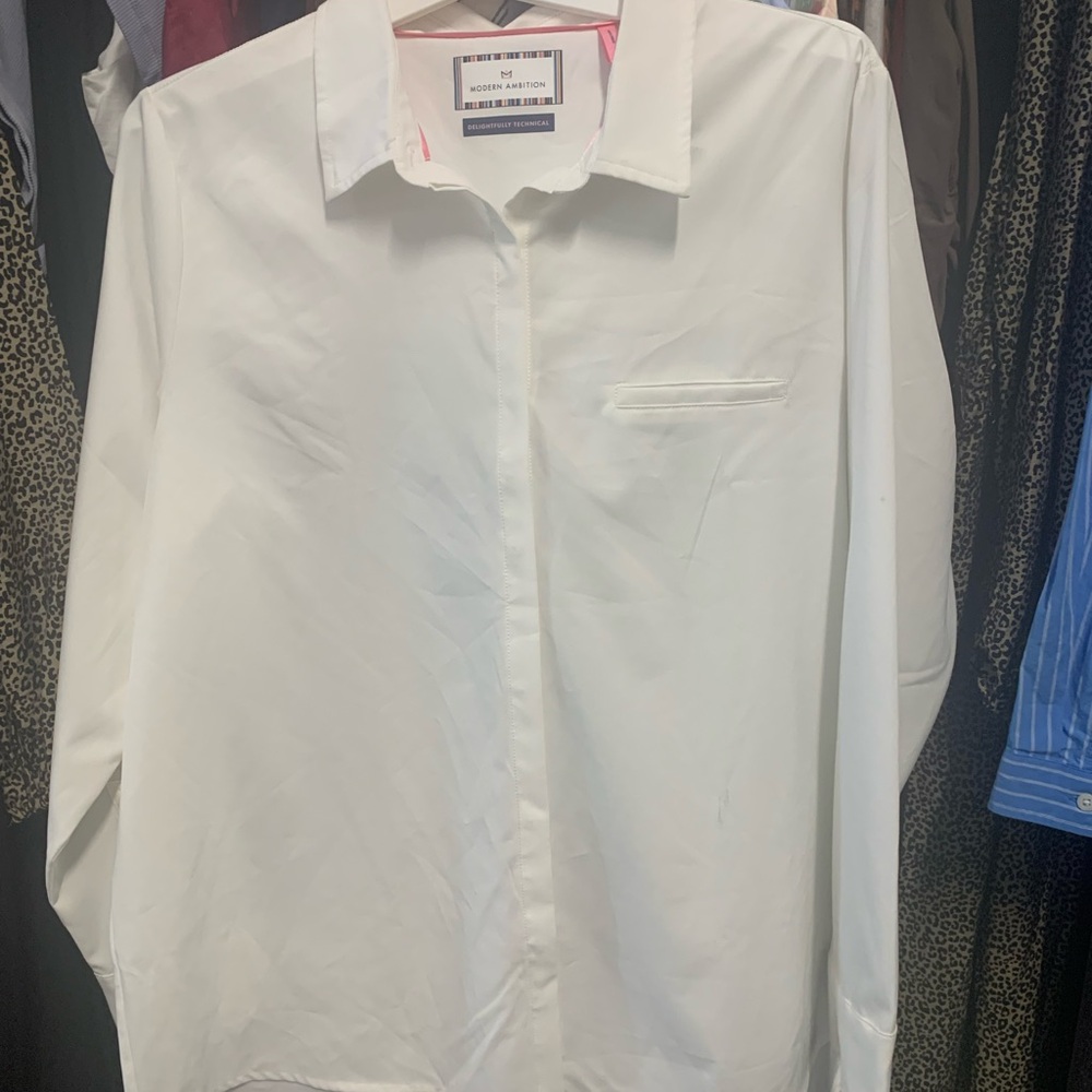 Jordan White Dress Shirt Classic Long Sleeve